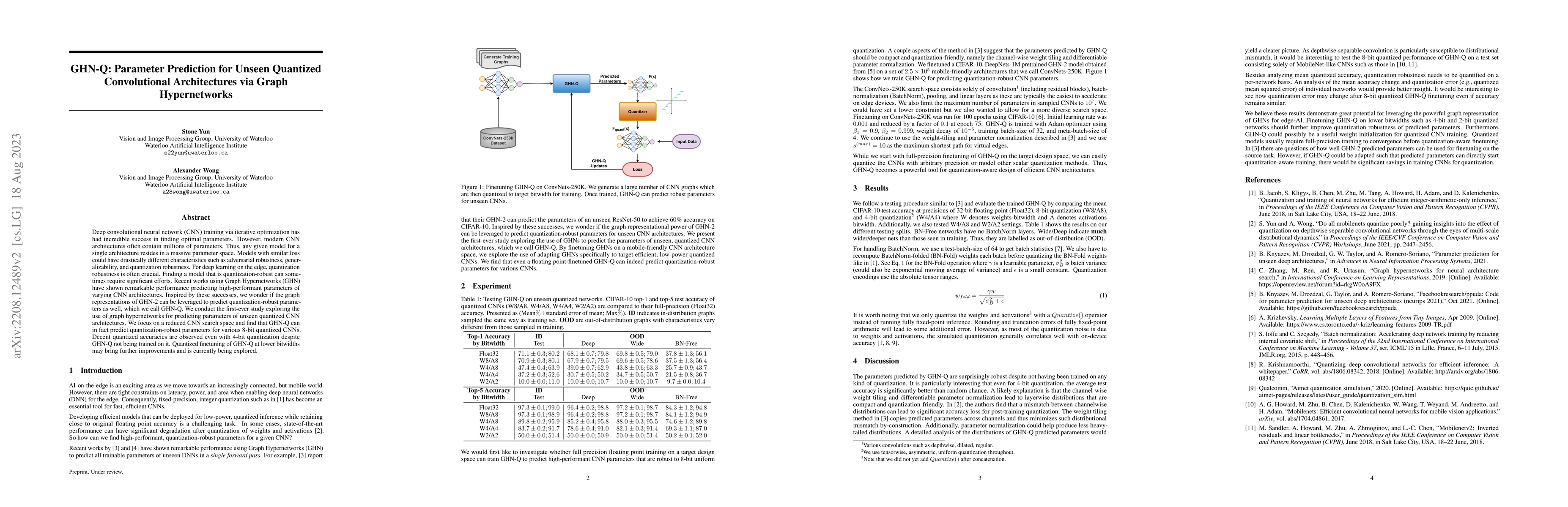 Thumbnail for GHN-Q: Parameter Prediction for Unseen Quantized Convolutional
  Architectures via Graph Hypernetworks