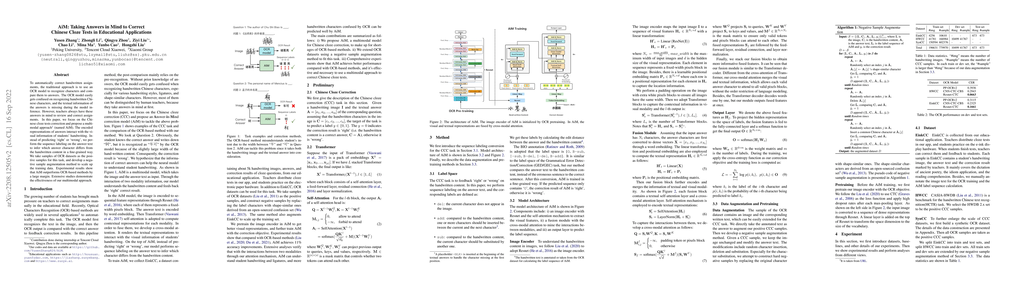 Thumbnail for AiM: Taking Answers in Mind to Correct Chinese Cloze Tests in
  Educational Applications