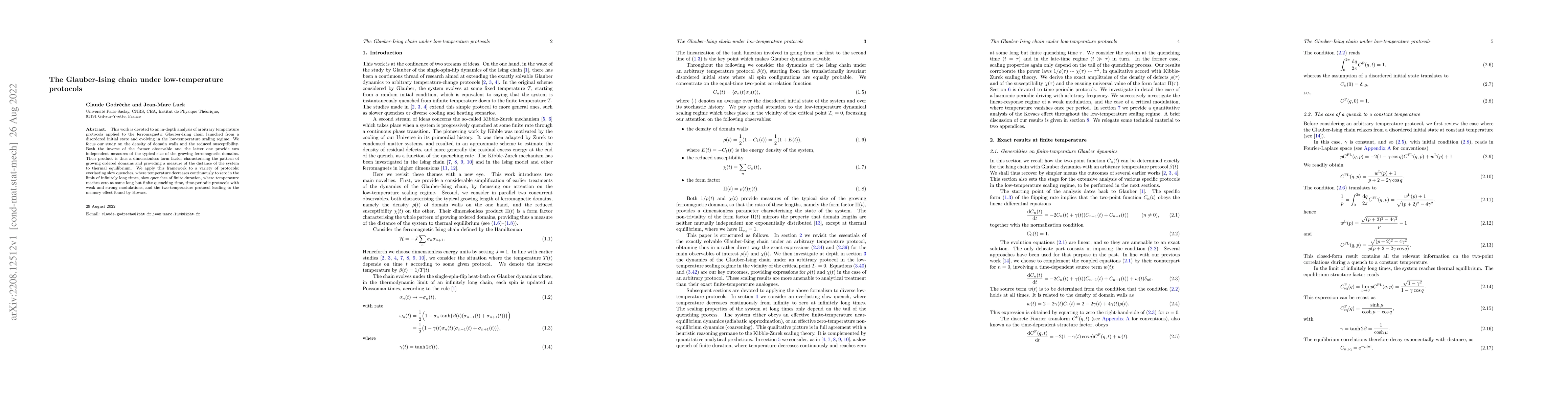 Thumbnail for The Glauber-Ising chain under low-temperature protocols