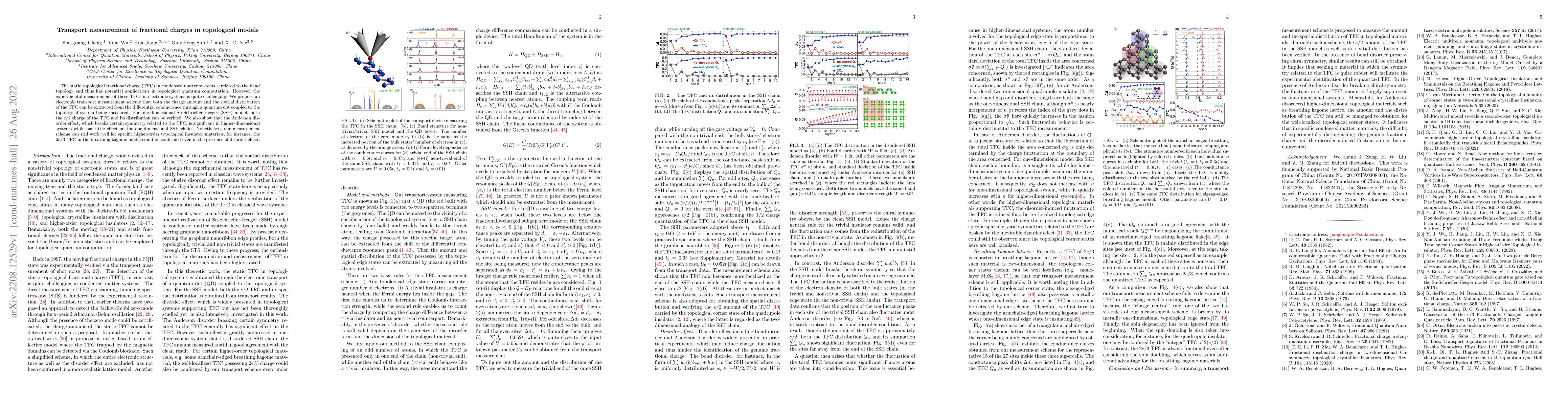 Thumbnail for Transport measurement of fractional charges in topological models