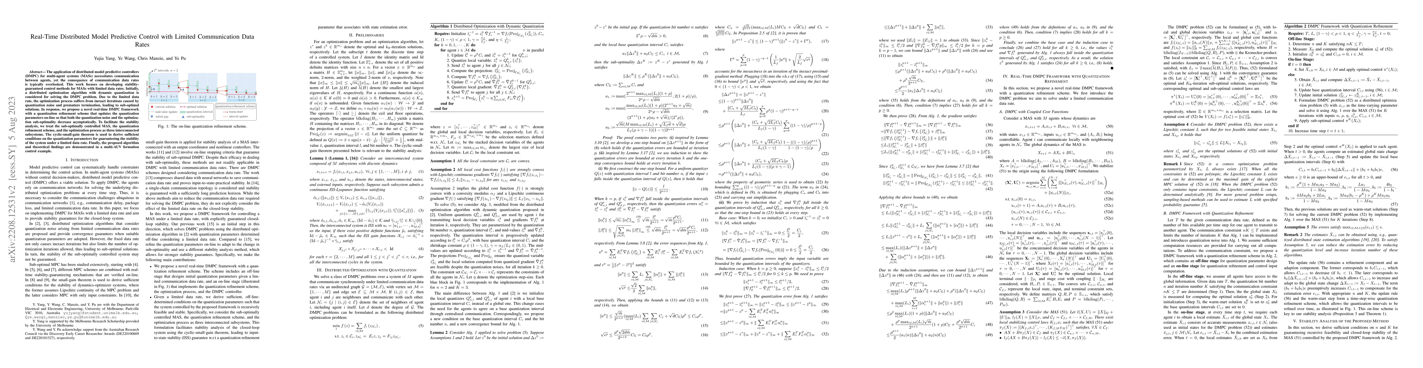Thumbnail for Real-Time Distributed Model Predictive Control with Limited
  Communication Data Rates