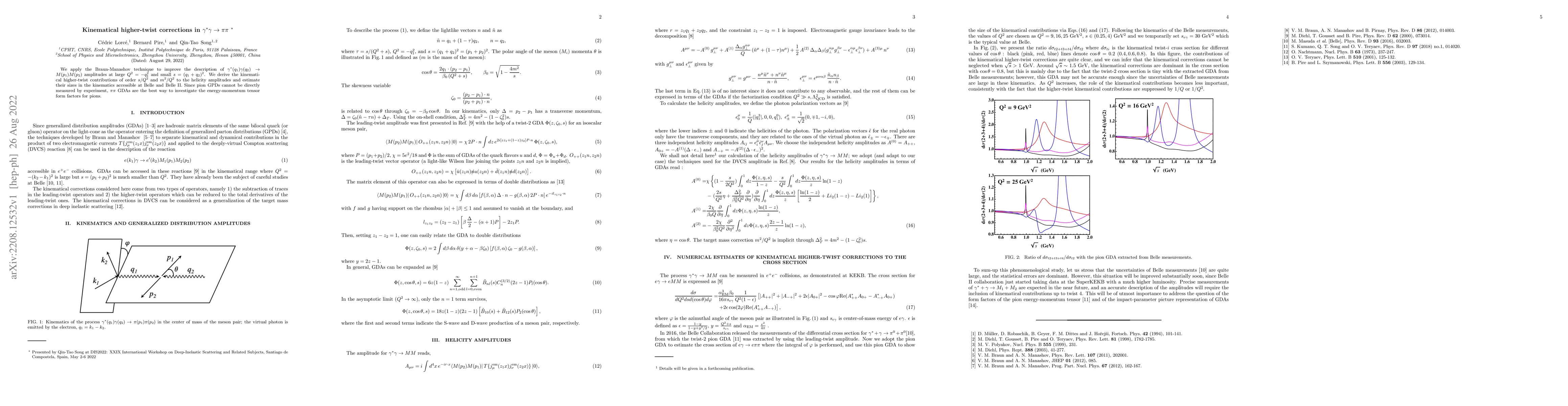 Thumbnail for Kinematical higher-twist corrections in $\gamma^* \gamma \to \pi \pi $