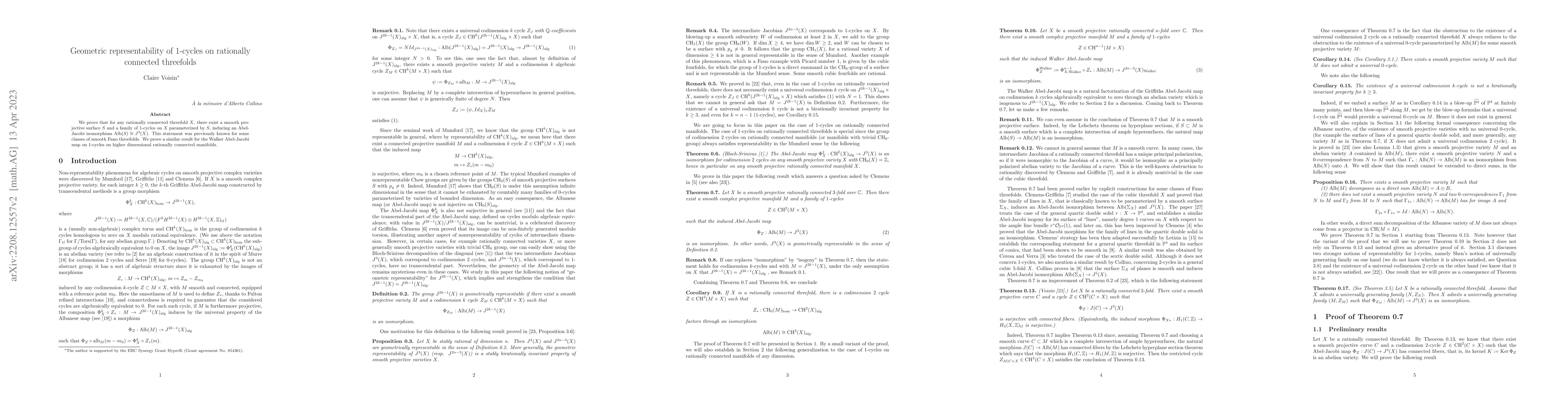 Thumbnail for Geometric representability of 1-cycles on rationally connected
  threefolds