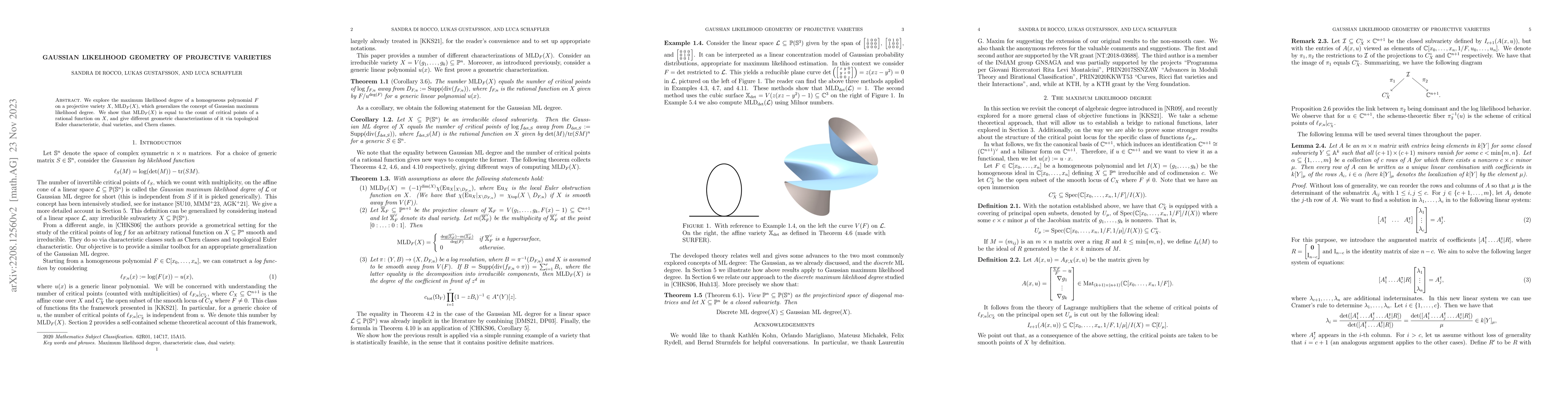 Thumbnail for Gaussian likelihood geometry of projective varieties