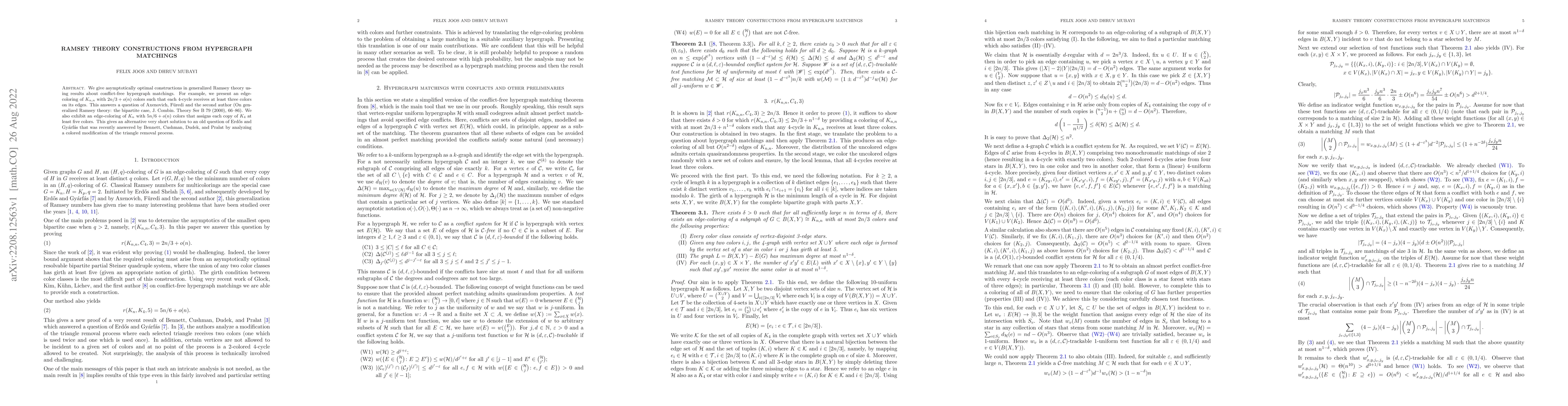 Thumbnail for Ramsey theory constructions from hypergraph matchings