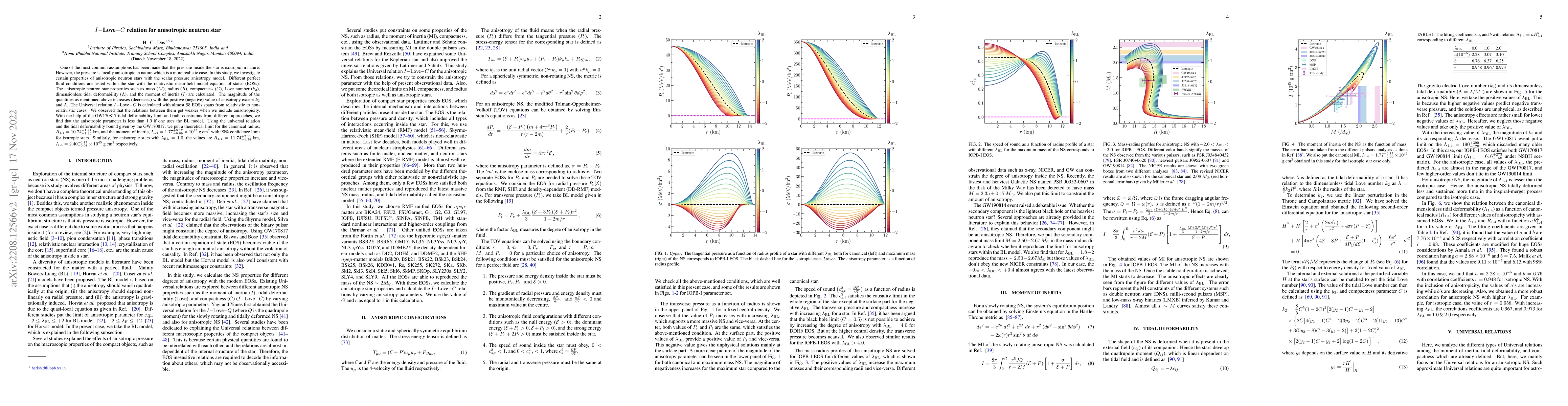 Thumbnail for $I-$Love$-C$ relation for an anisotropic neutron star