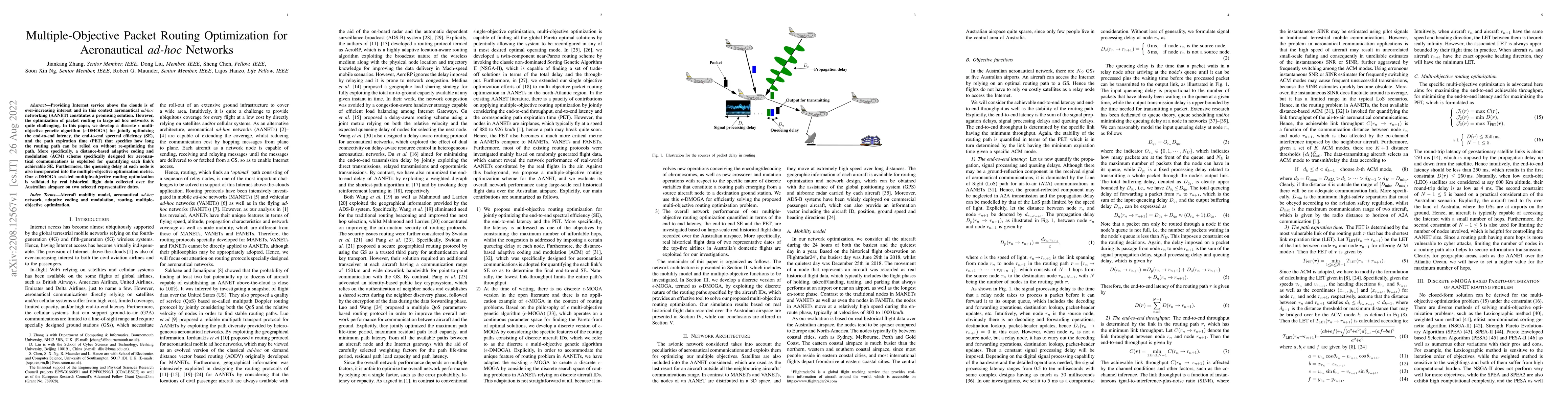 Thumbnail for Multiple-Objective Packet Routing Optimization for Aeronautical ad-hoc
  Networks