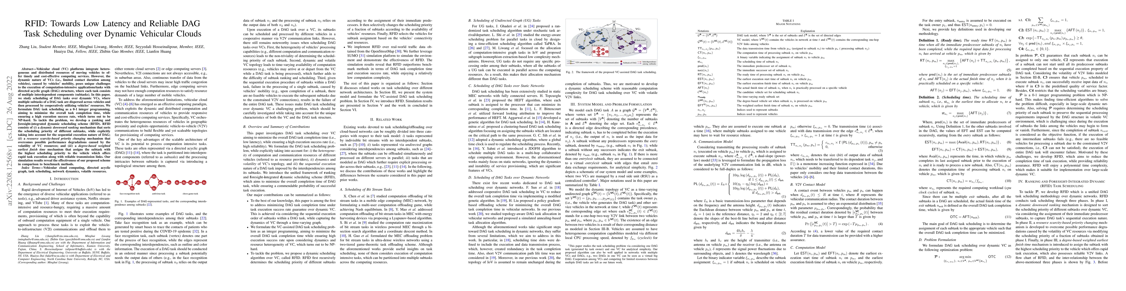 Thumbnail for RFID: Towards Low Latency and Reliable DAG Task Scheduling over Dynamic
  Vehicular Clouds
