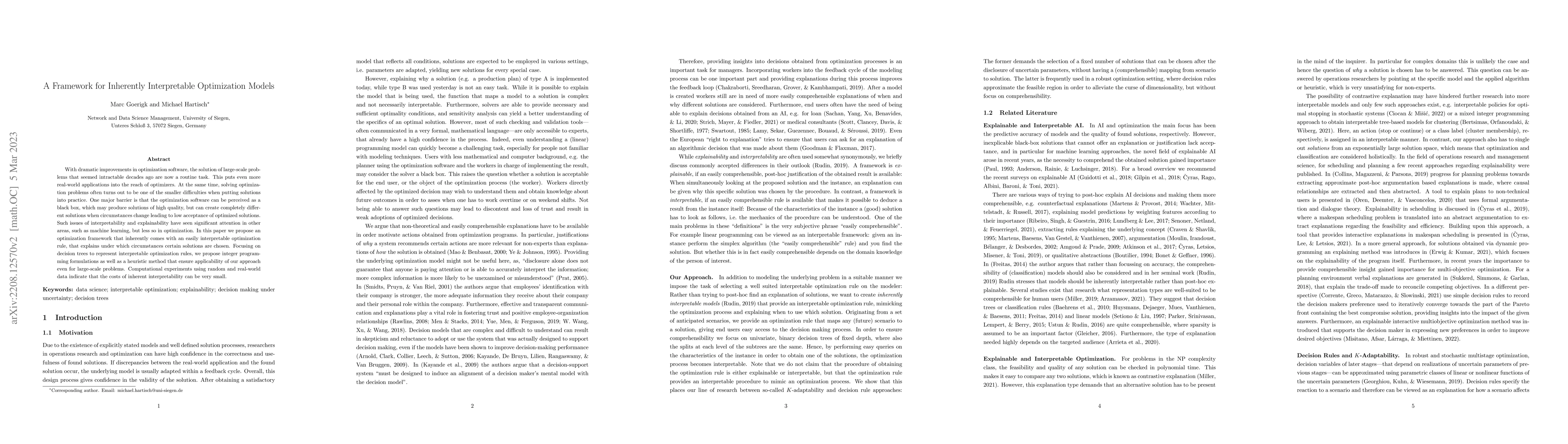 Thumbnail for A Framework for Inherently Interpretable Optimization Models