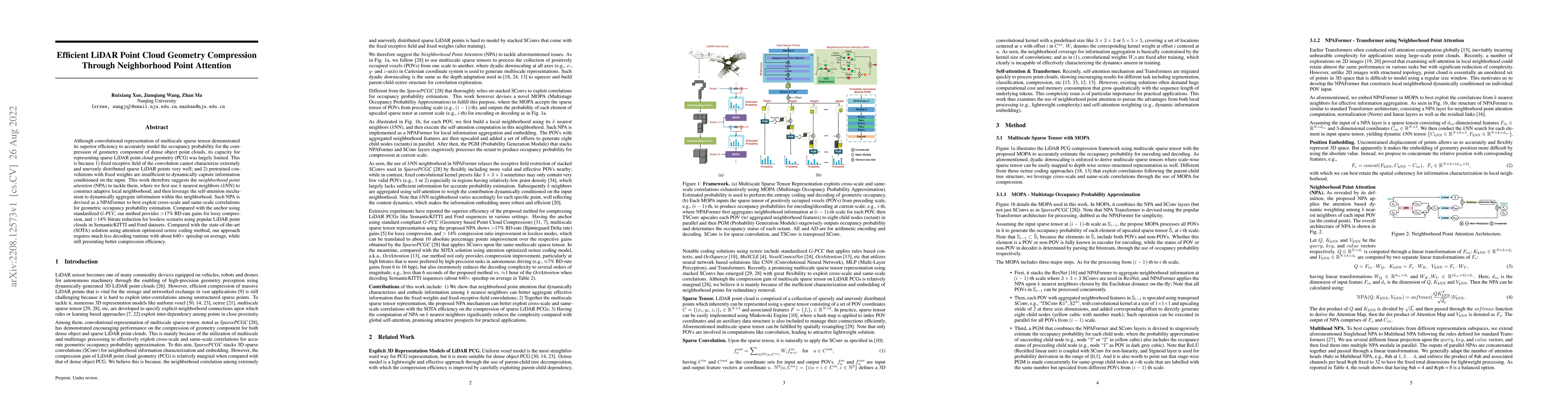 Thumbnail for Efficient LiDAR Point Cloud Geometry Compression Through Neighborhood
  Point Attention