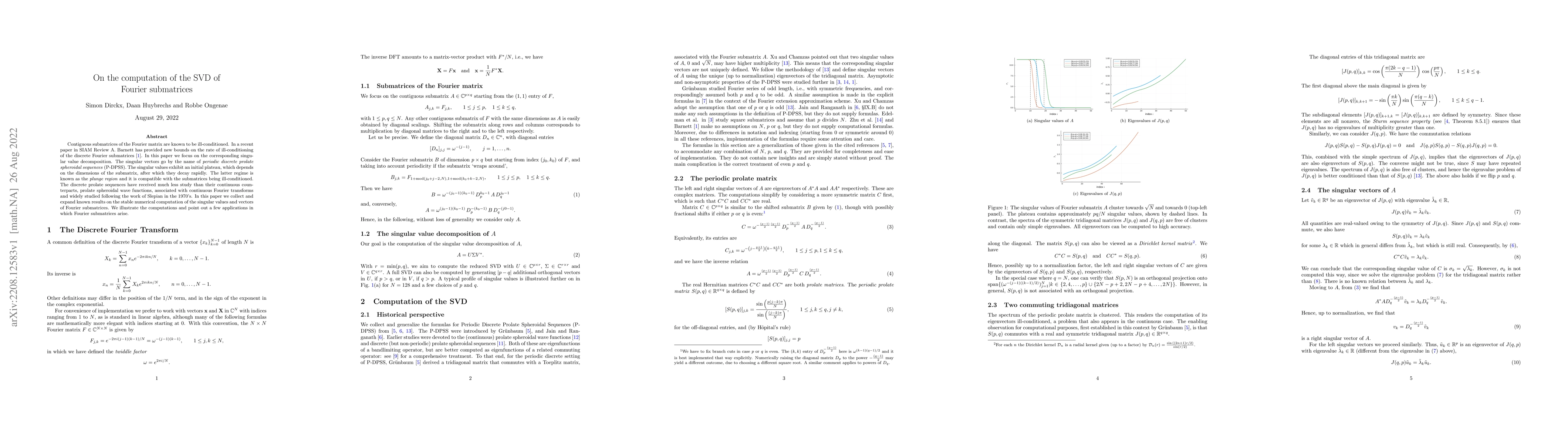 Thumbnail for On the computation of the SVD of Fourier submatrices