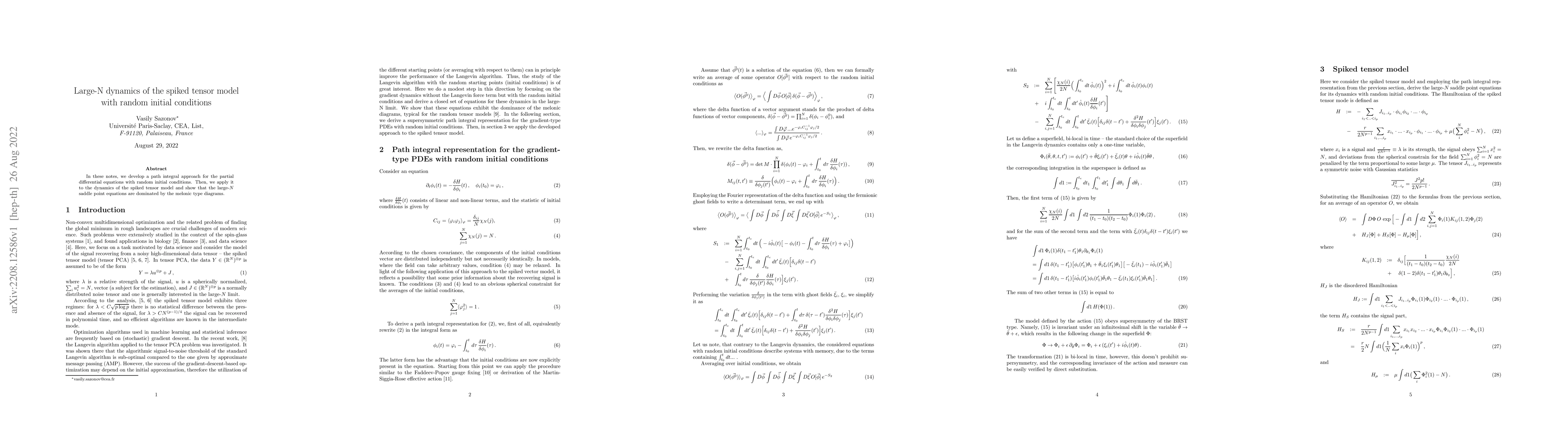 Thumbnail for Large-N dynamics of the spiked tensor model with random initial
  conditions