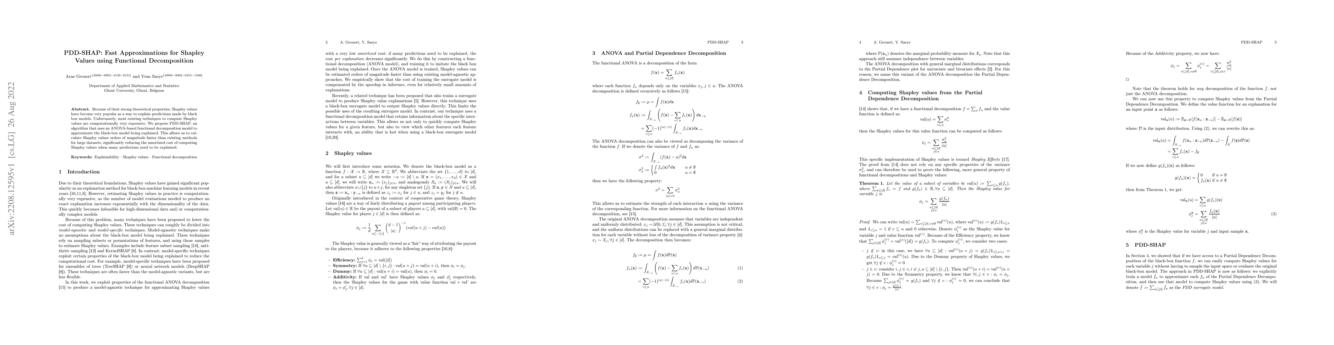 Thumbnail for PDD-SHAP: Fast Approximations for Shapley Values using Functional
  Decomposition