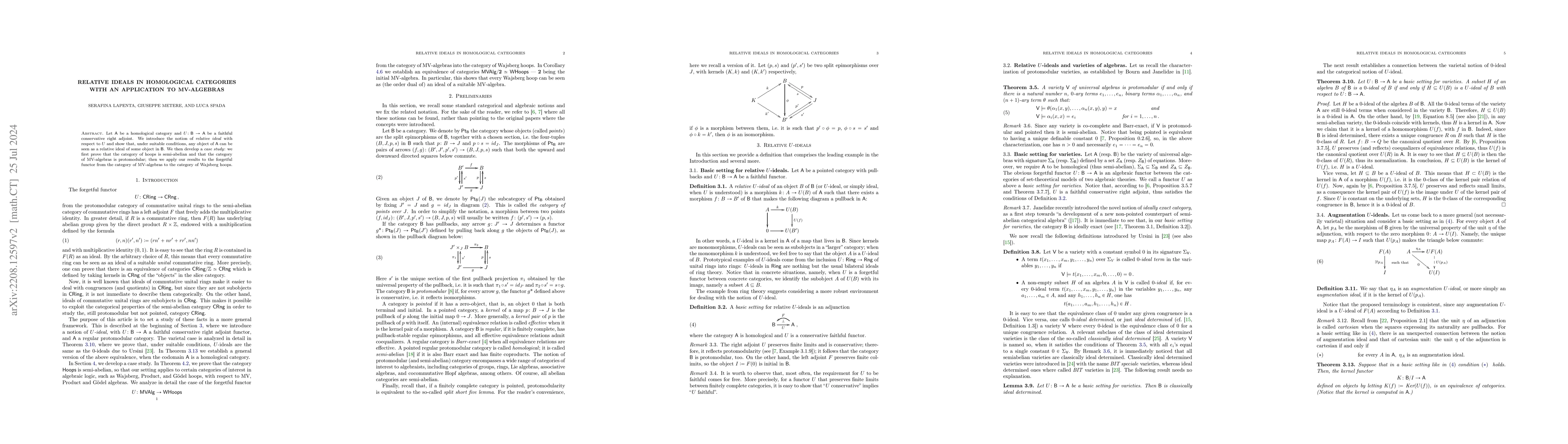 Thumbnail for Relative ideals in homological categories, with an application to
  MV-algebras