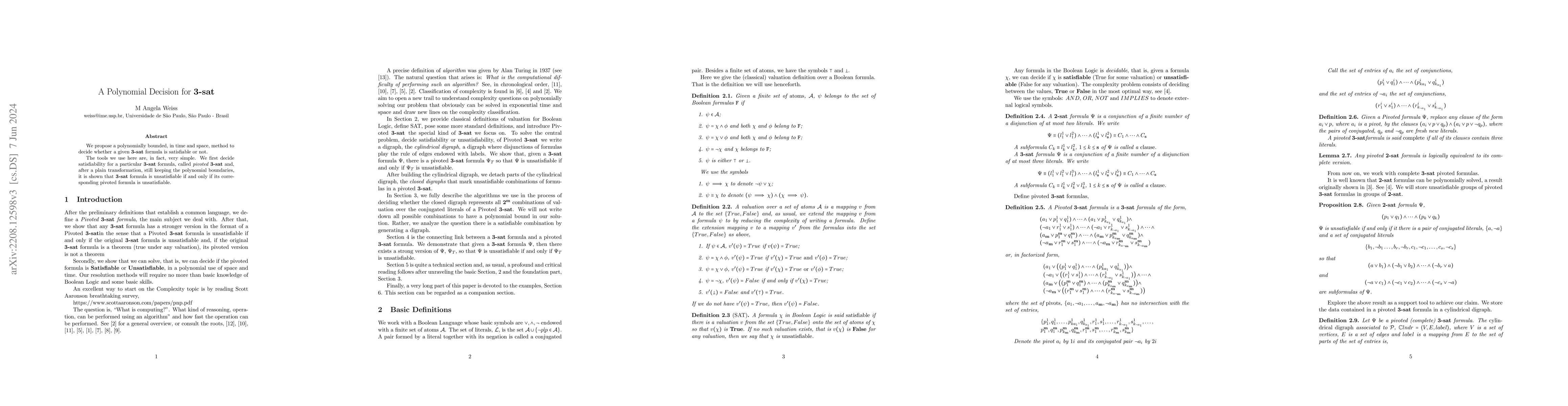 Thumbnail for A Polynomial Decision for 3-SAT