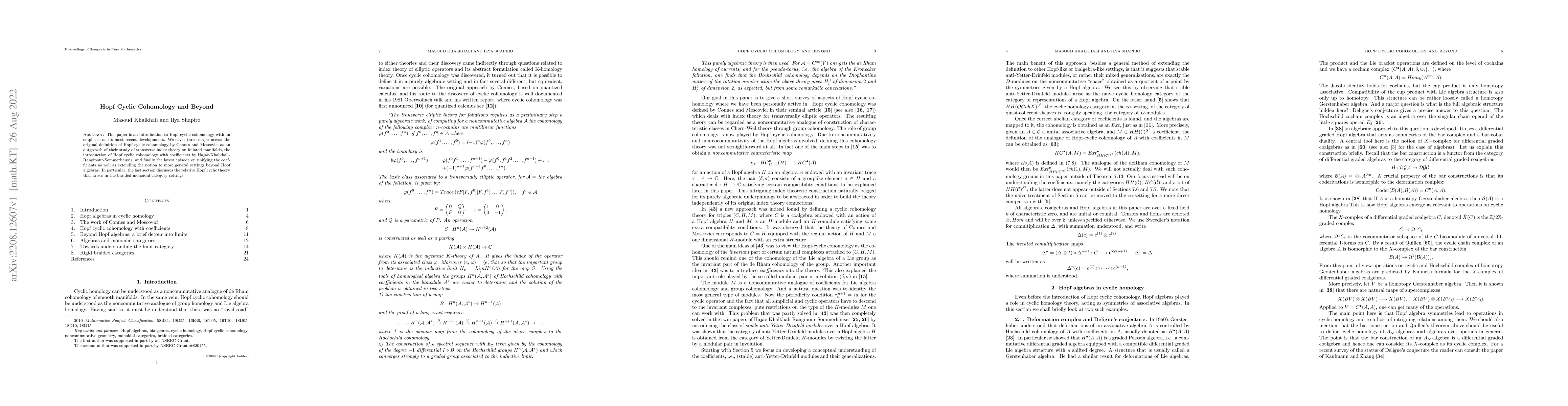 Thumbnail for Hopf Cyclic Cohomology and Beyond