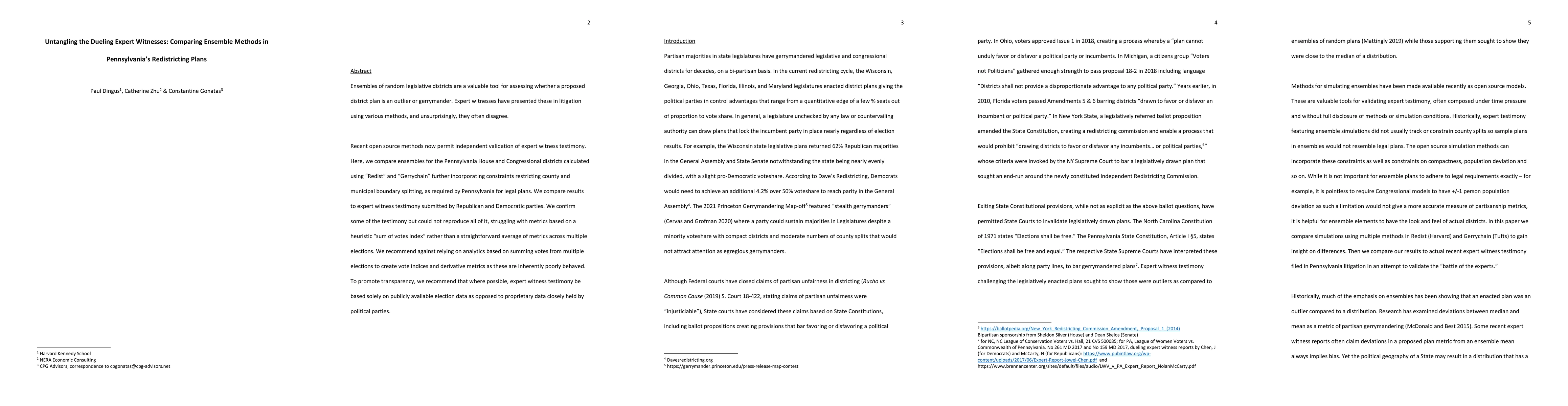 Thumbnail for Untangling the Dueling Expert Witnesses: Comparing Ensemble Methods in
  Pennsylvania's Redistricting Plans
