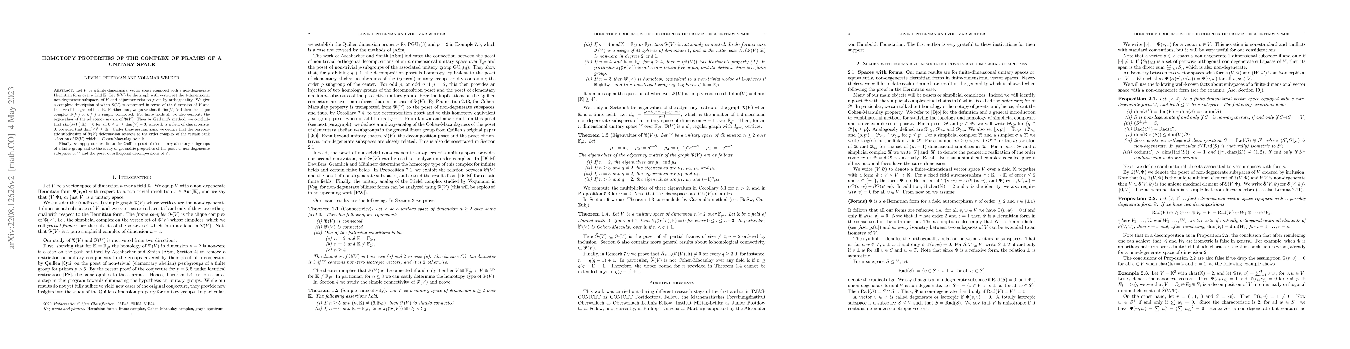Thumbnail for Homotopy properties of the complex of frames of a unitary space