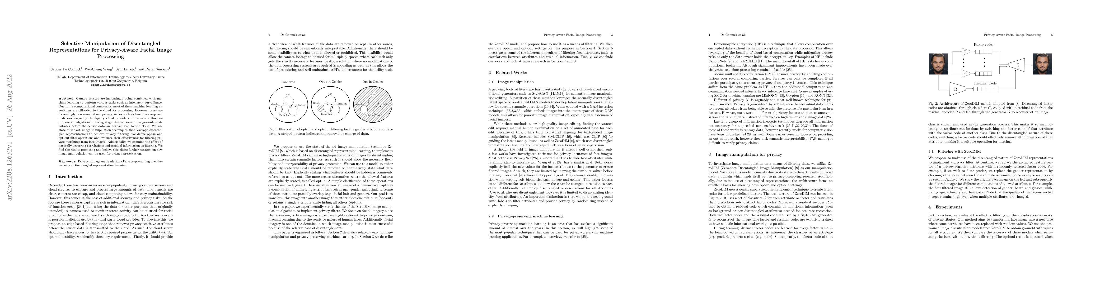Thumbnail for Selective manipulation of disentangled representations for privacy-aware
  facial image processing