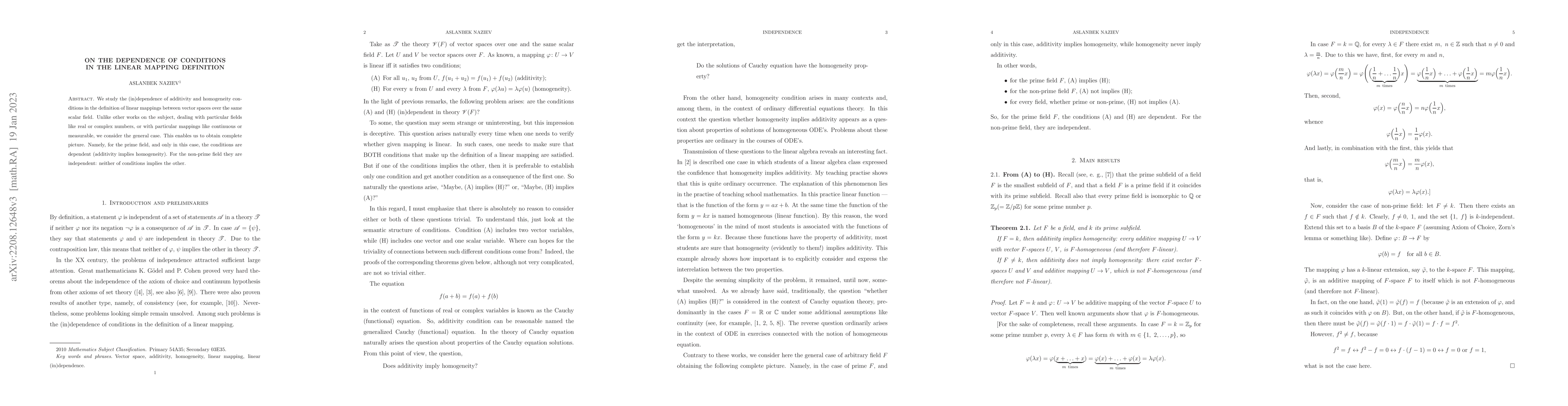Thumbnail for On the independence of conditions in the linear mapping definition
  (revised)