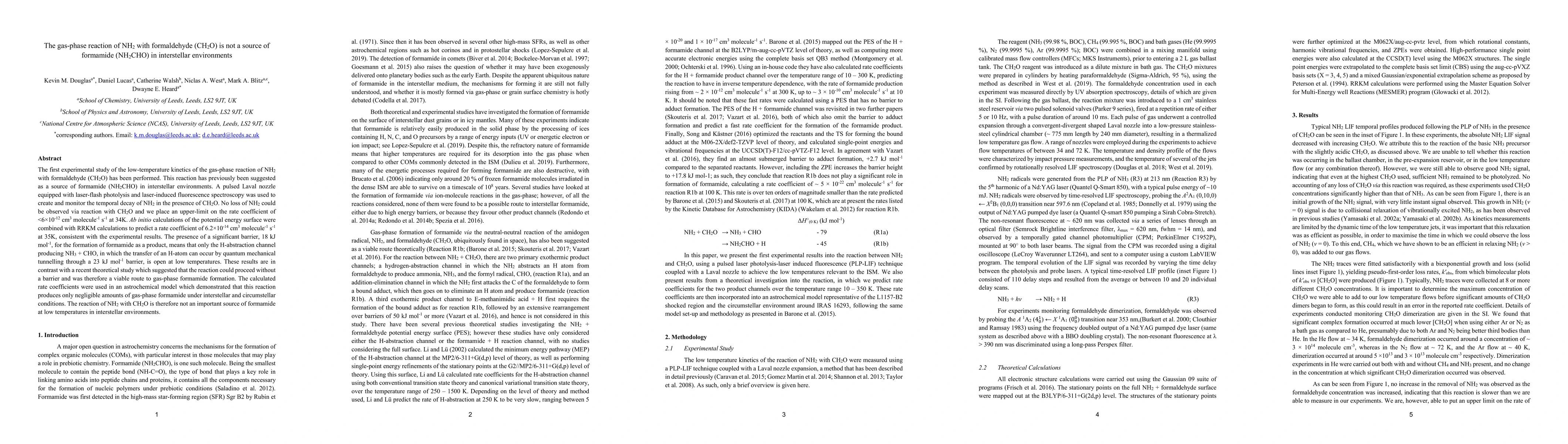 Thumbnail for The gas-phase reaction of NH2 with formaldehyde (CH2O) is not a source
  of formamide (NH2CHO) in interstellar environments