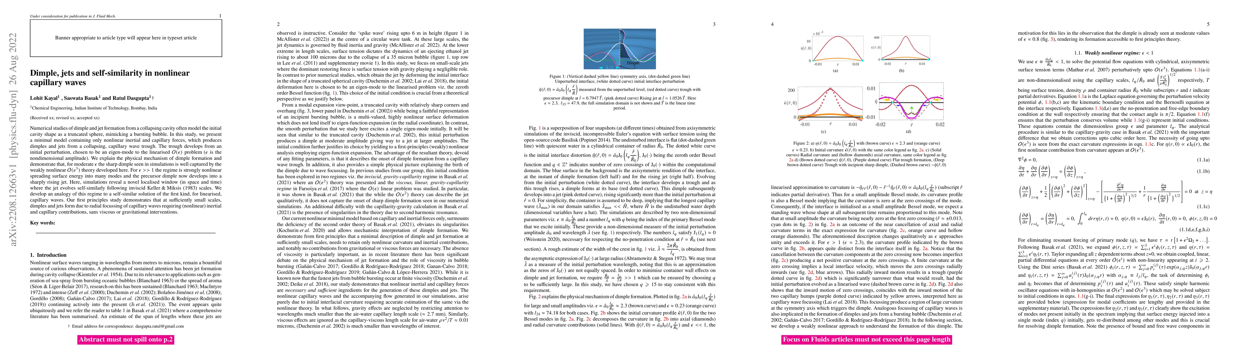 Thumbnail for Dimple, jets and self-similarity in nonlinear capillary waves