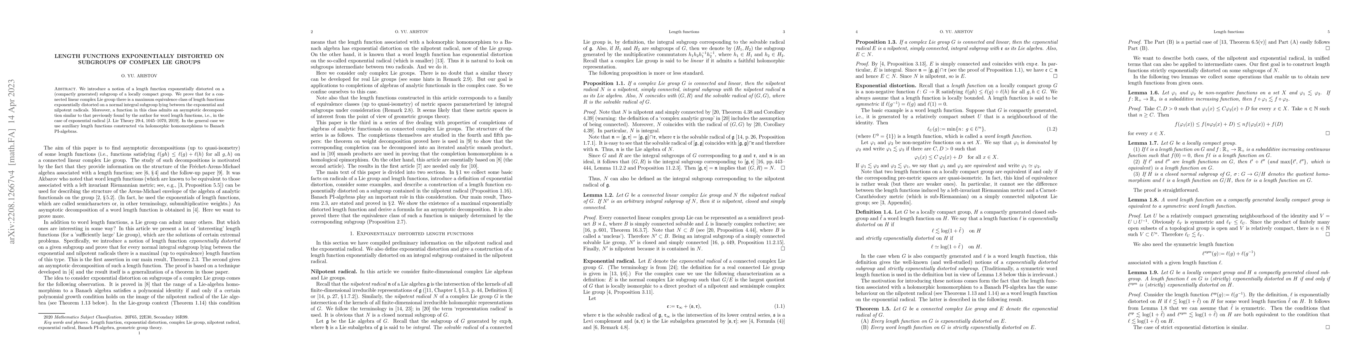 Thumbnail for Length functions exponentially distorted on subgroups of complex Lie
  groups