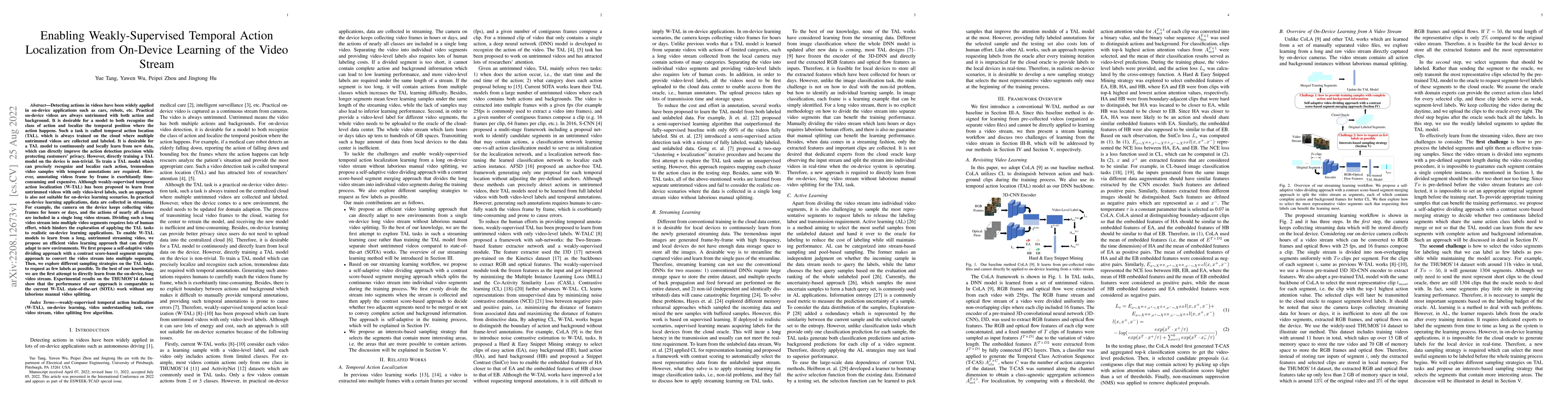 Thumbnail for Enabling Weakly-Supervised Temporal Action Localization from On-Device
  Learning of the Video Stream