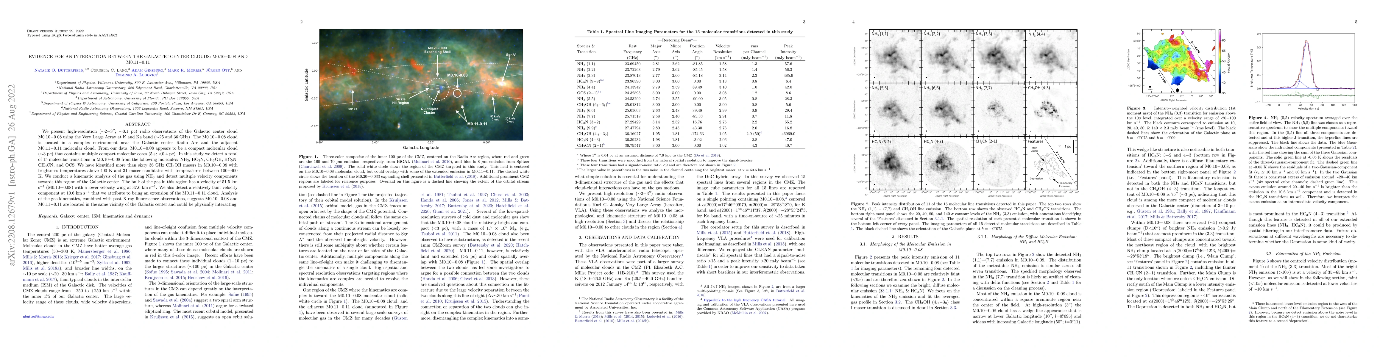 Thumbnail for Evidence for an interaction between the Galactic Center clouds
  M0.10-0.08 and M0.11-0.11
