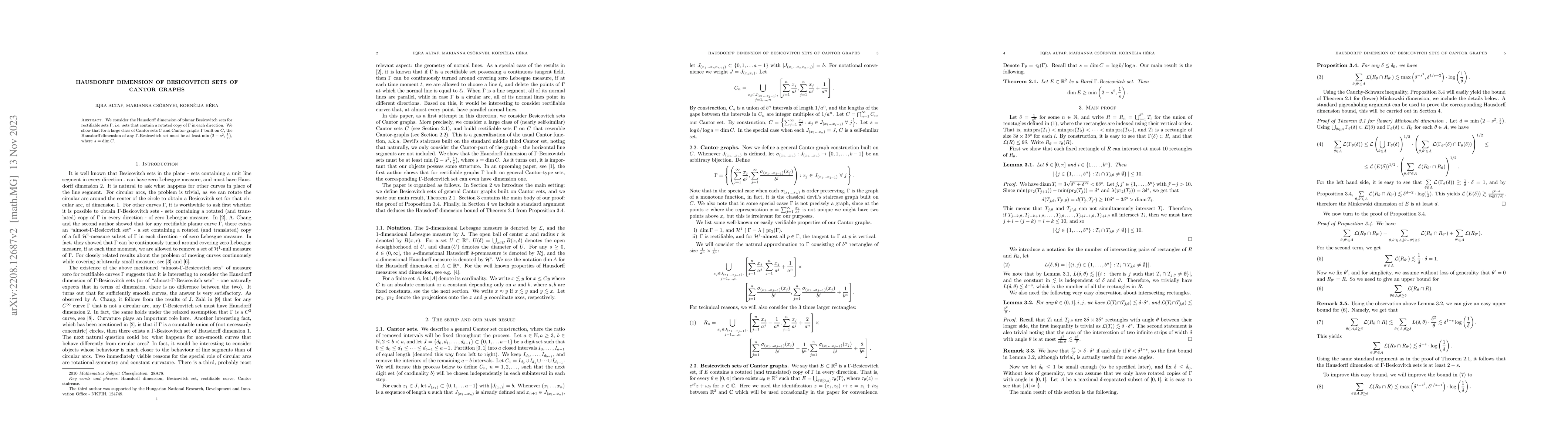 Thumbnail for Hausdorff dimension of Besicovitch sets of Cantor graphs