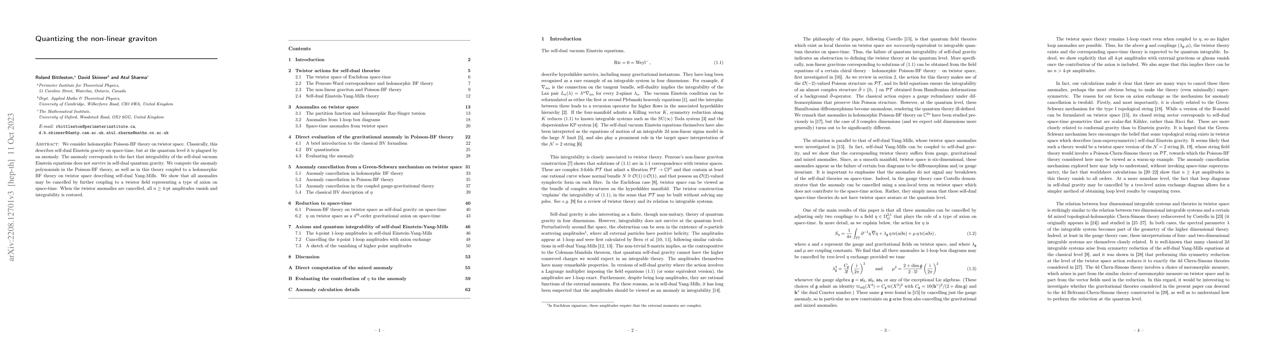 Thumbnail for Quantizing the non-linear graviton