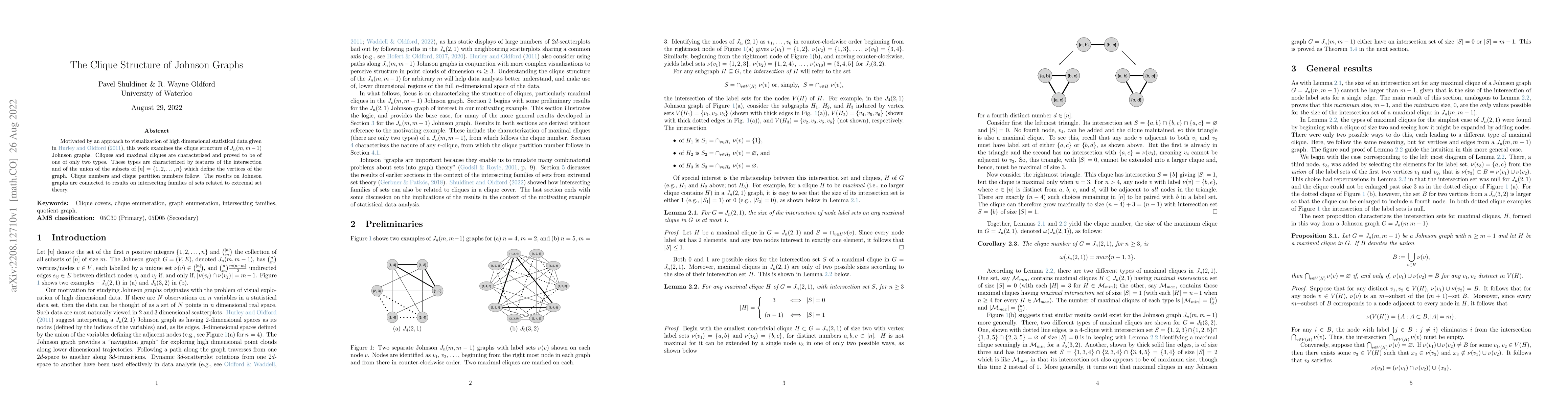 Thumbnail for The Clique Structure of Johnson Graphs