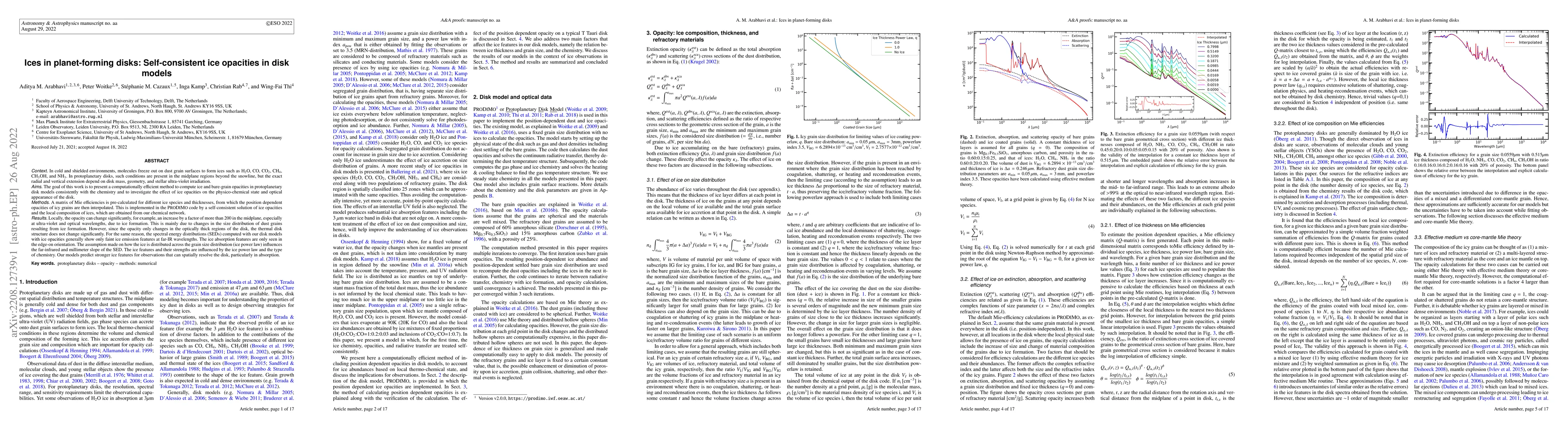 Thumbnail for Ices in planet-forming disks: Self-consistent ice opacities in disk
  models