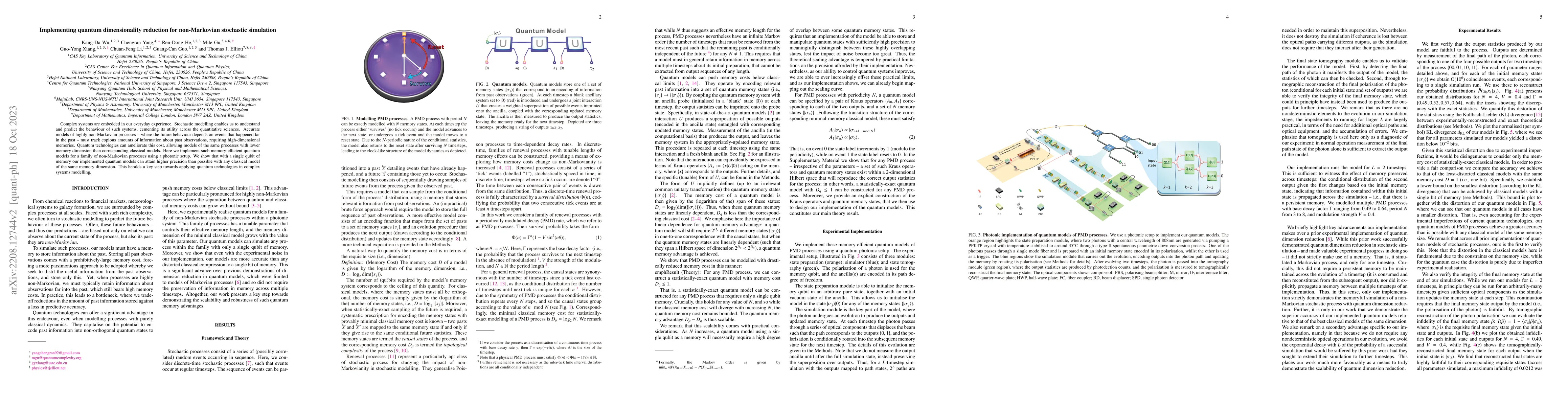 Thumbnail for Implementing quantum dimensionality reduction for non-Markovian
  stochastic simulation