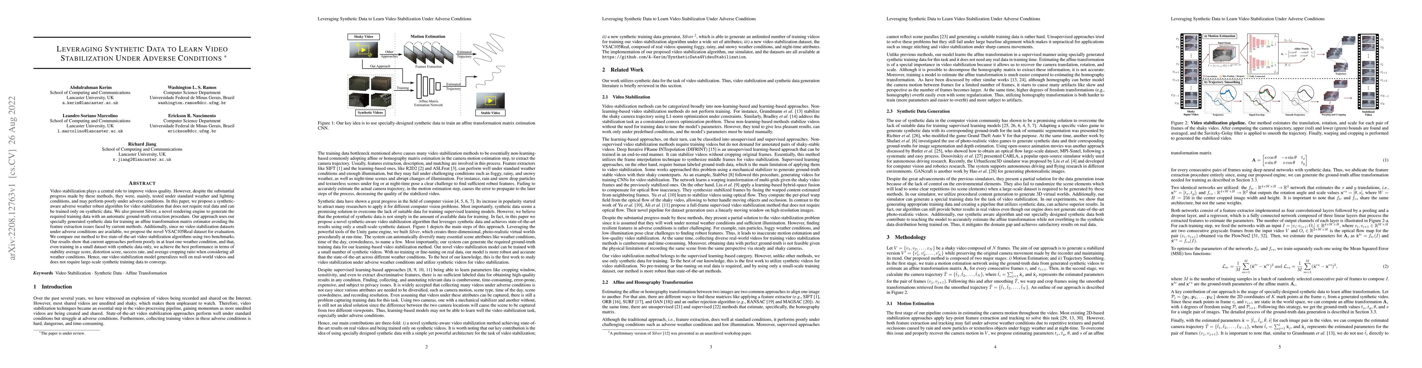 Thumbnail for Leveraging Synthetic Data to Learn Video Stabilization Under Adverse
  Conditions