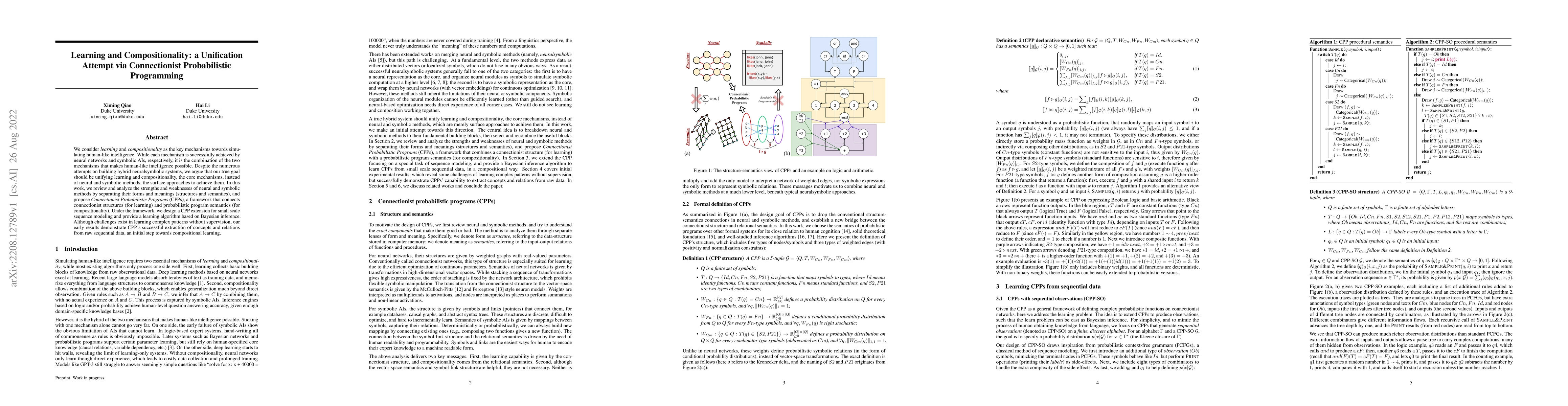 Thumbnail for Learning and Compositionality: a Unification Attempt via Connectionist
  Probabilistic Programming