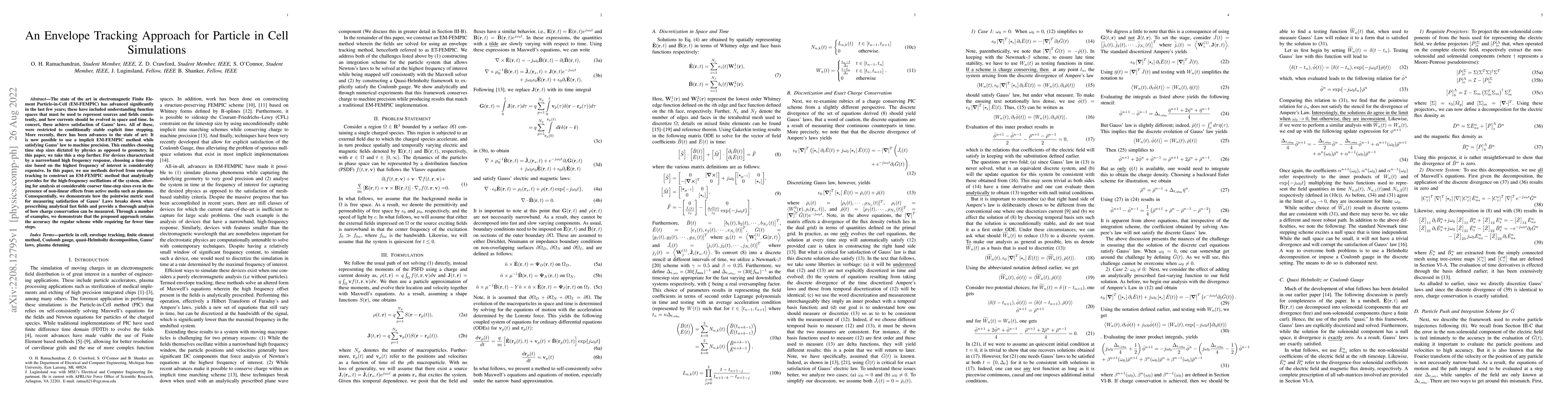 Thumbnail for An Envelope Tracking Approach for Particle in Cell Simulations