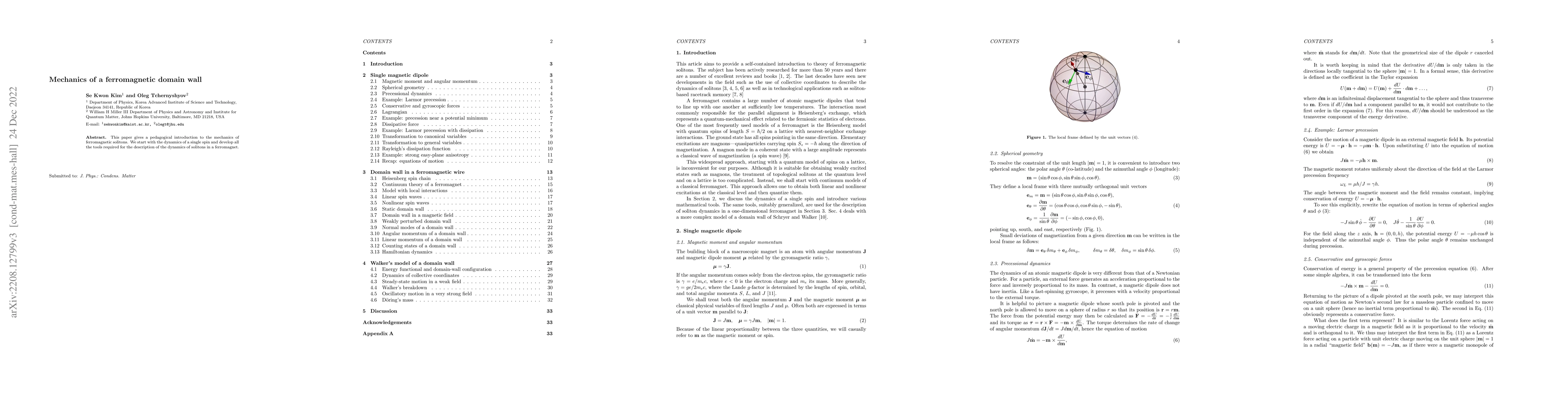 Thumbnail for Mechanics of a ferromagnetic domain wall