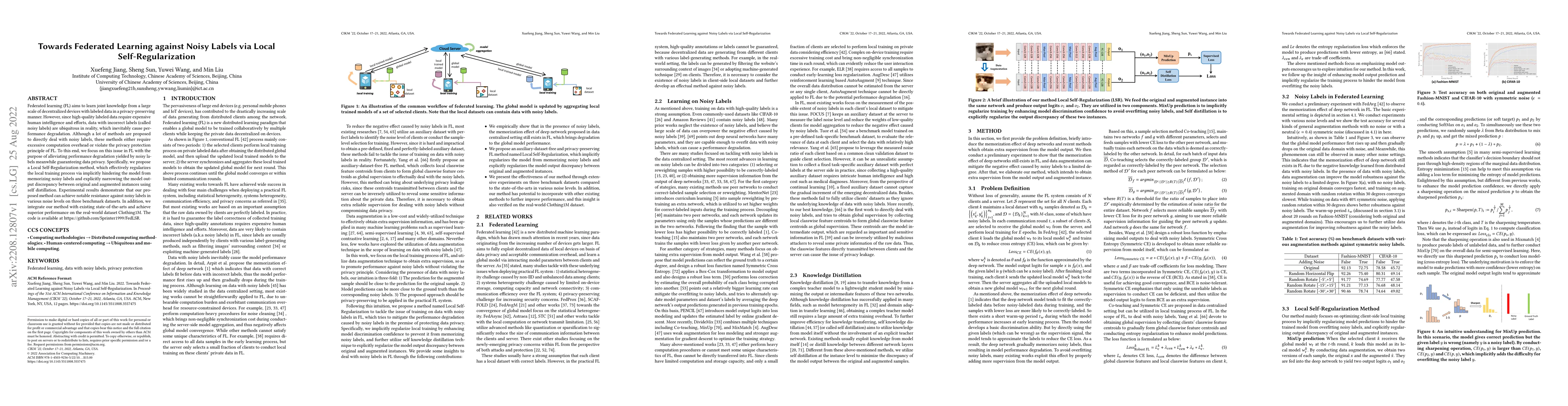Thumbnail for Towards Federated Learning against Noisy Labels via Local
  Self-Regularization