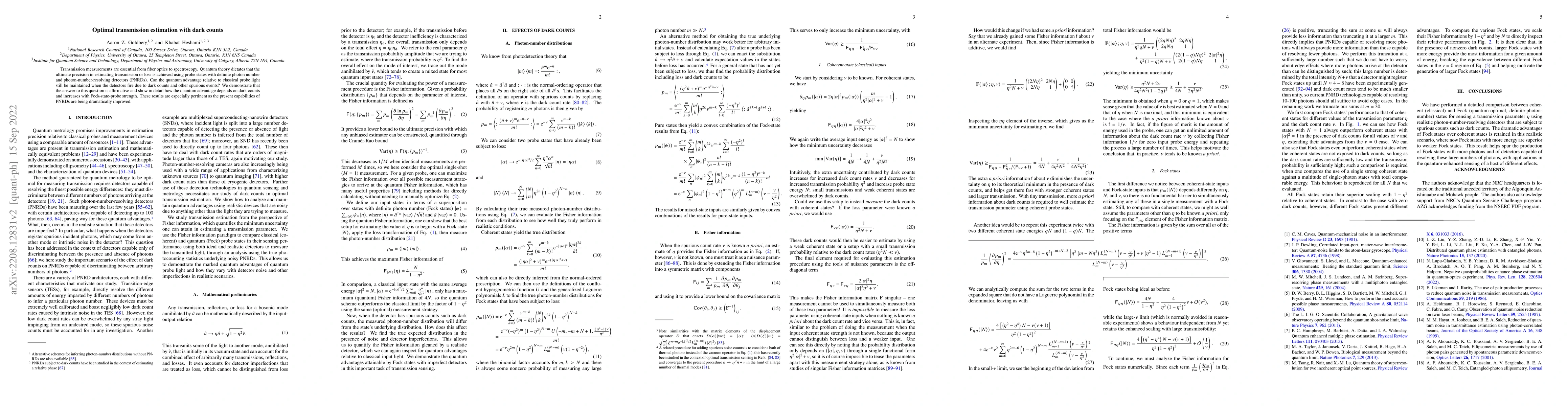 Thumbnail for Optimal transmission estimation with dark counts