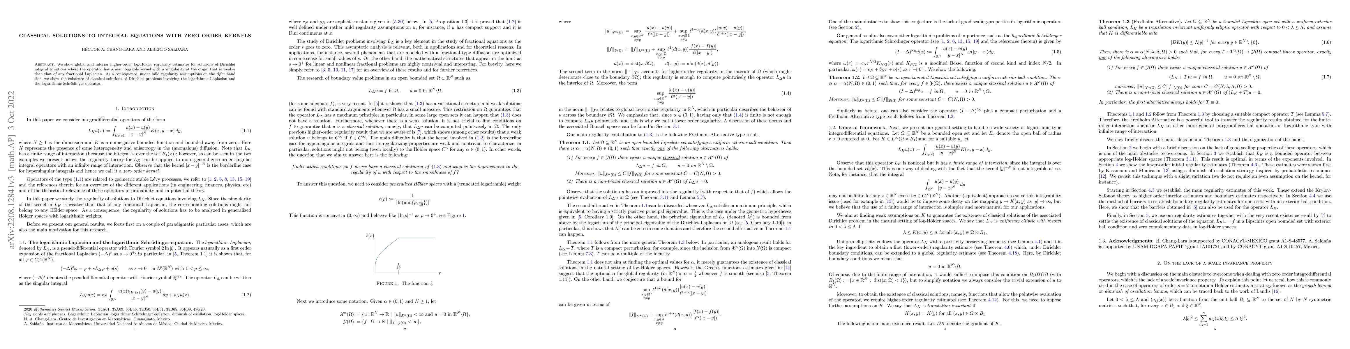 Thumbnail for Classical solutions to integral equations with zero order kernels