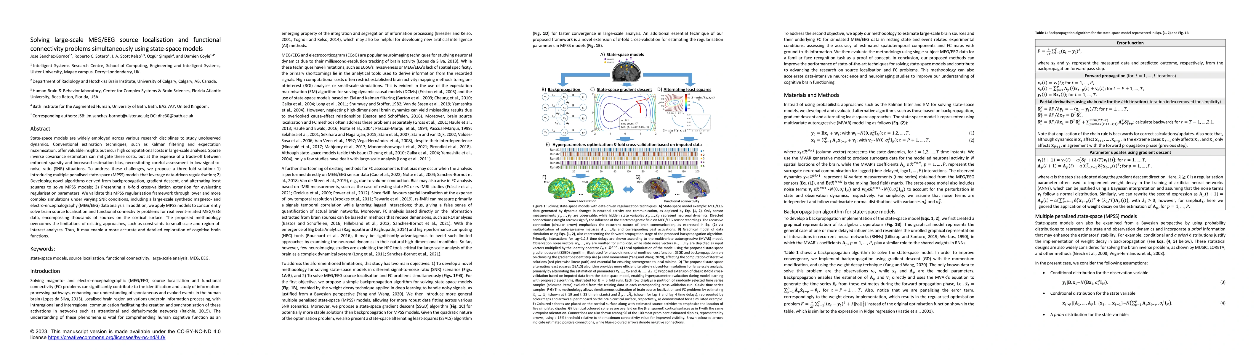 Thumbnail for Solving large-scale MEG/EEG source localization and functional
  connectivity problems simultaneously using state-space models
