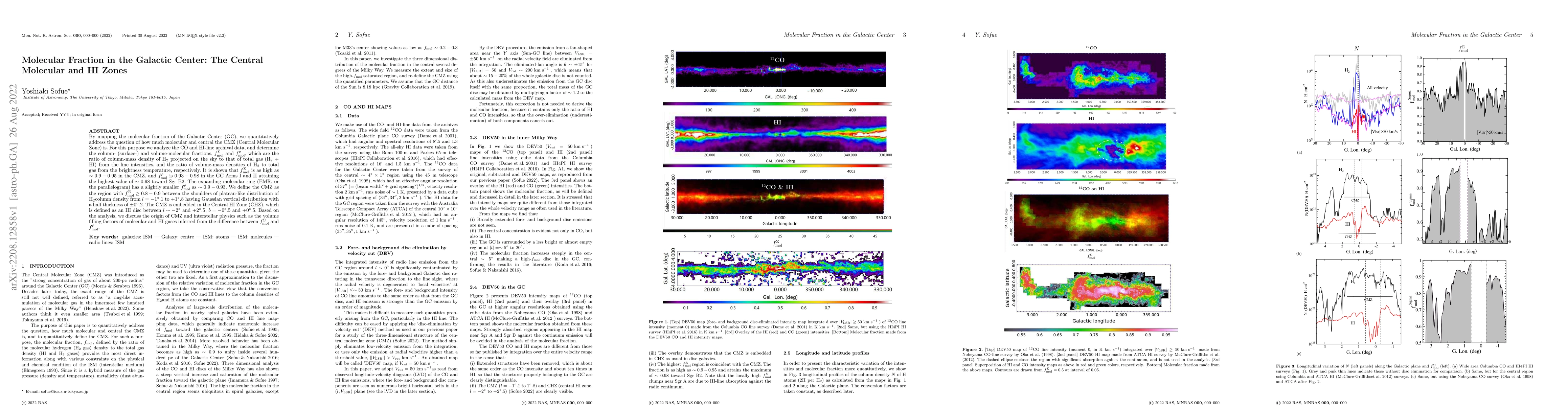 Thumbnail for Molecular Fraction in the Galactic Center: The Central Molecular and HI
  Zones