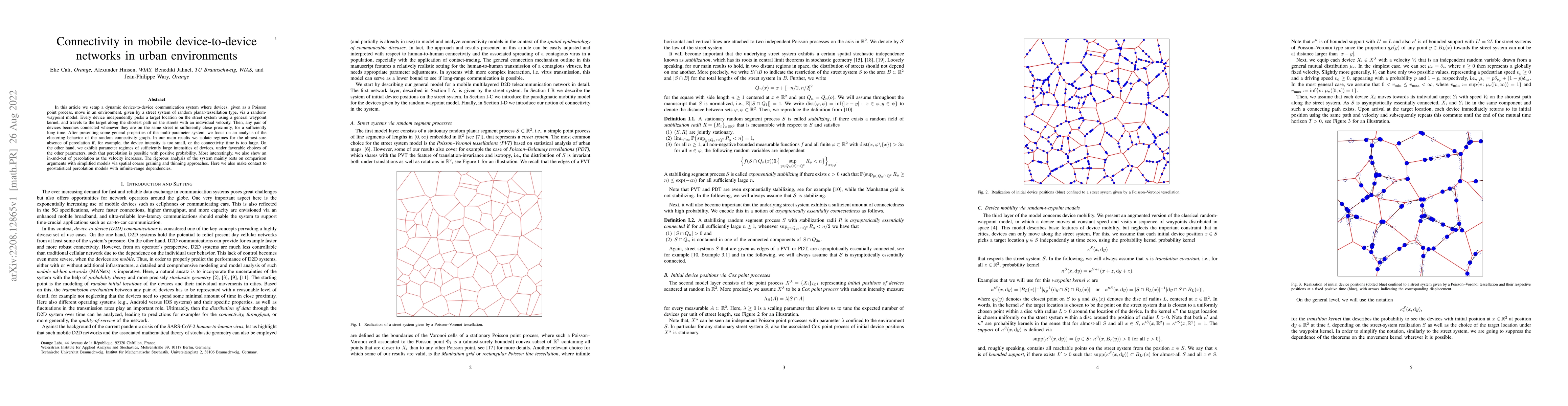 Thumbnail for Connectivity in mobile device-to-device networks in urban environments