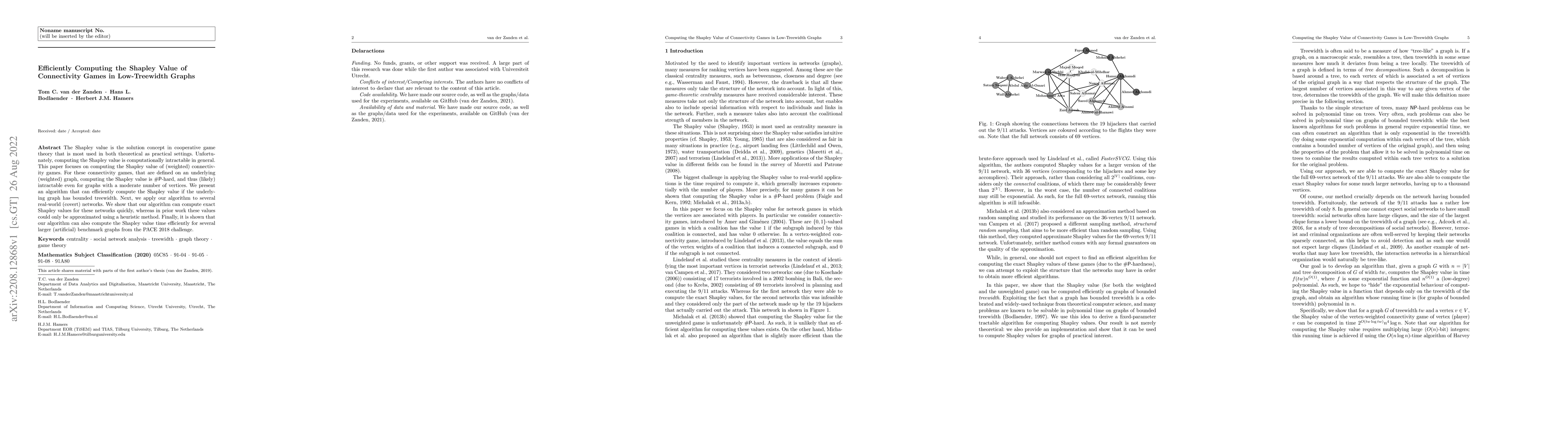 Thumbnail for Efficiently Computing the Shapley Value of Connectivity Games in
  Low-Treewidth Graphs