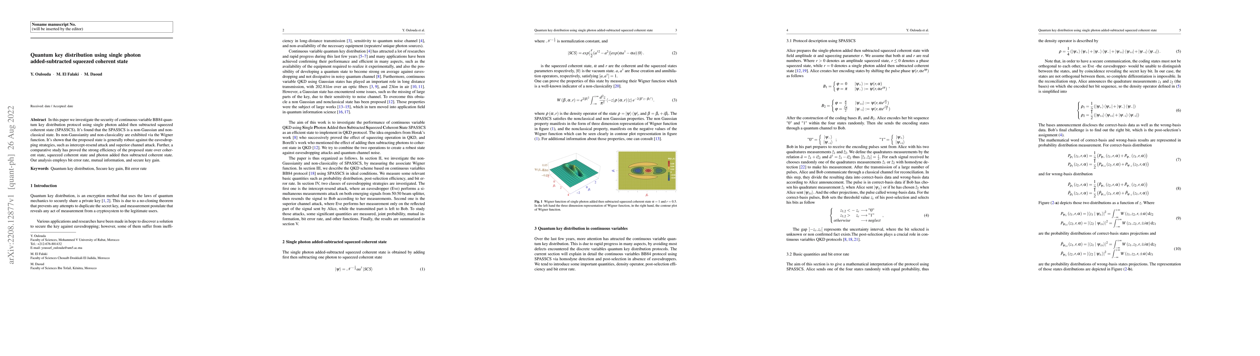 Thumbnail for Quantum key distribution using single photon added-subtracted squeezed
  coherent state