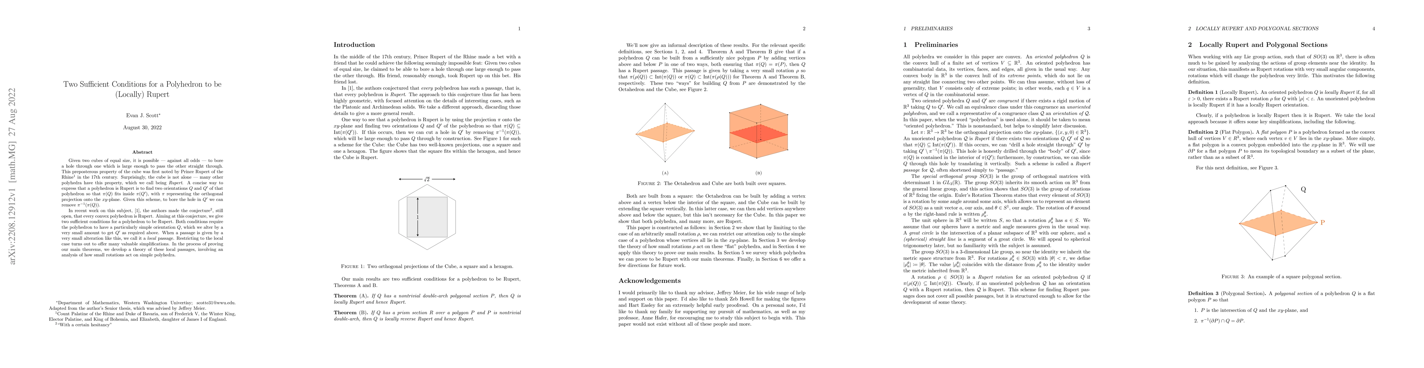 Thumbnail for Two Sufficient Conditions for a Polyhedron to be (Locally) Rupert