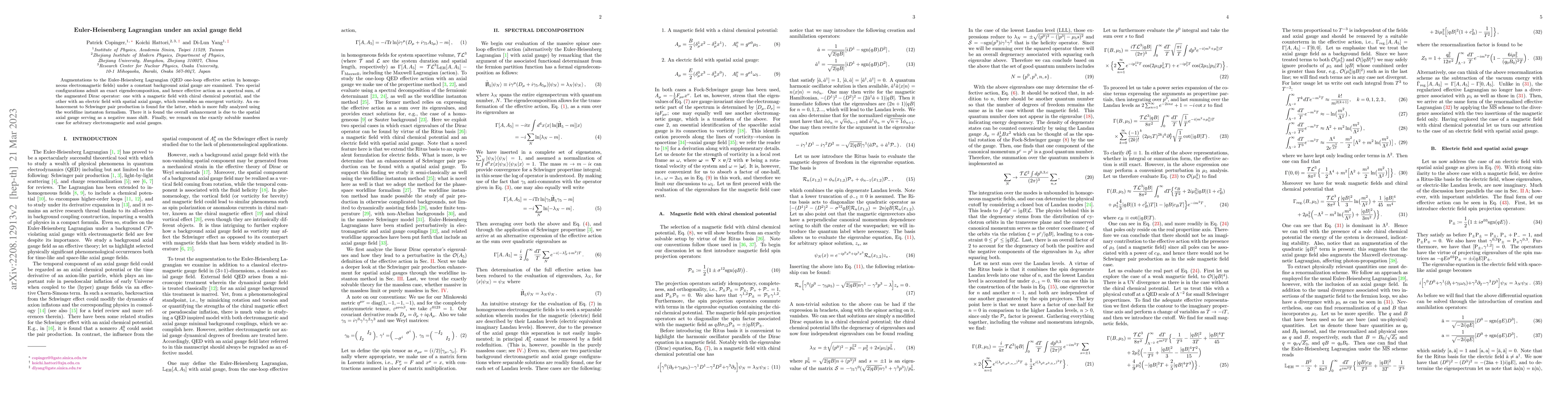 Thumbnail for Euler-Heisenberg Lagrangian under an axial gauge field