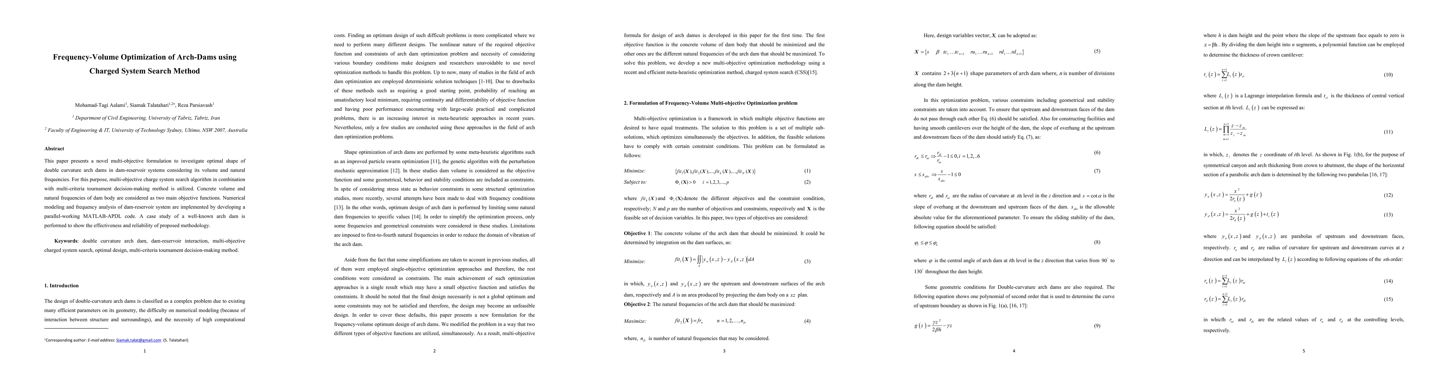Thumbnail for Frequency-Volume Optimization of Arch-Dams using Charged System Search
  Method