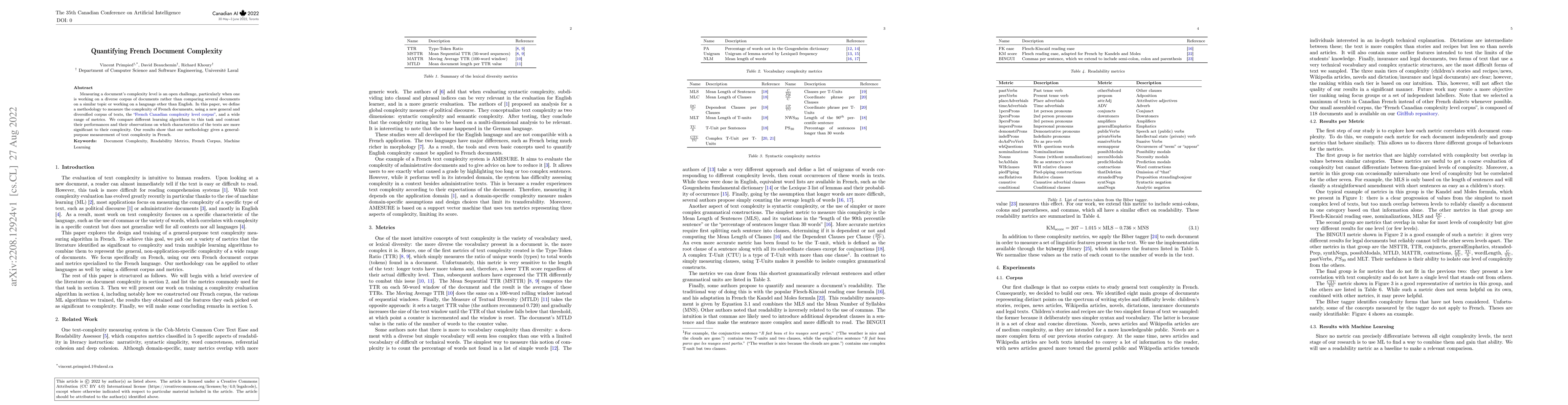 Thumbnail for Quantifying French Document Complexity
